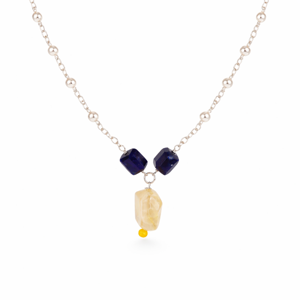 Multicolour Stone Necklace with Pearl Ganthan