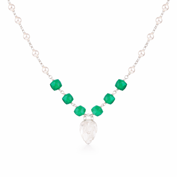 Multicolour Stone Necklace with Pearl Ganthan