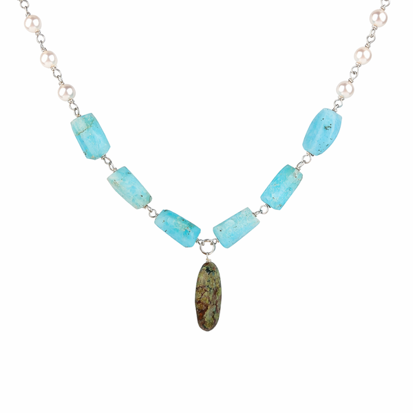 Multicolour Stone Necklace with Pearl Ganthan