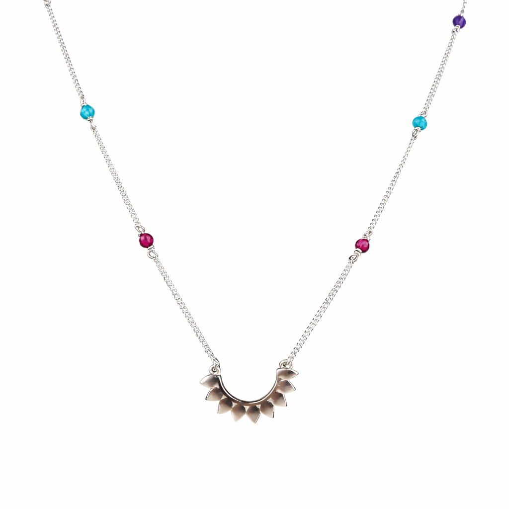 Petal Necklace with Multicolour Stones