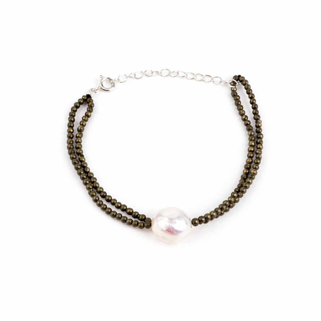 Pyrite & Pearl Bracelet
