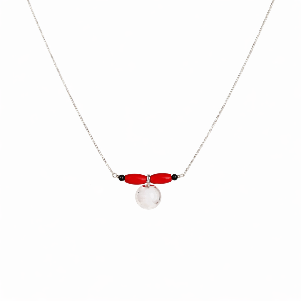 Silver Vatee Chain Mangalsutra with Coral