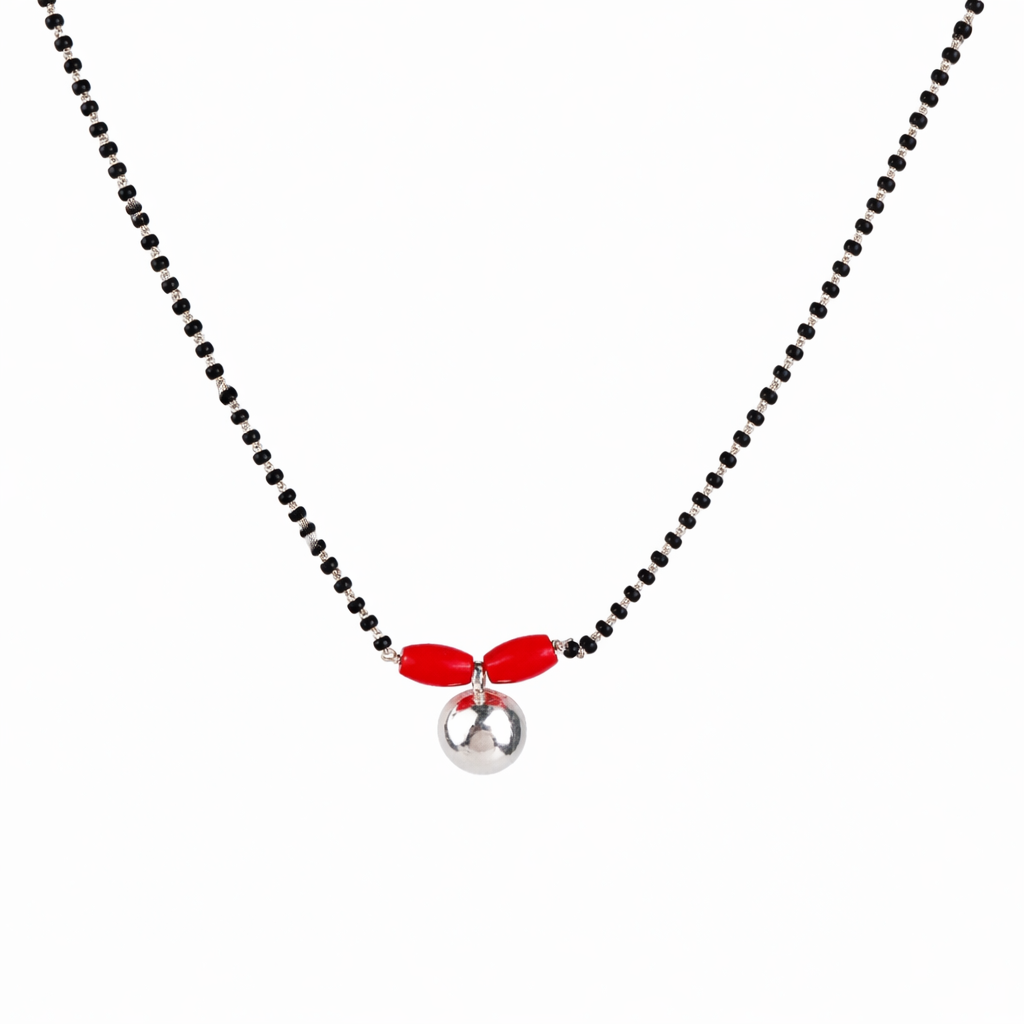 Silver Vatee String Mangalsutra with Coral
