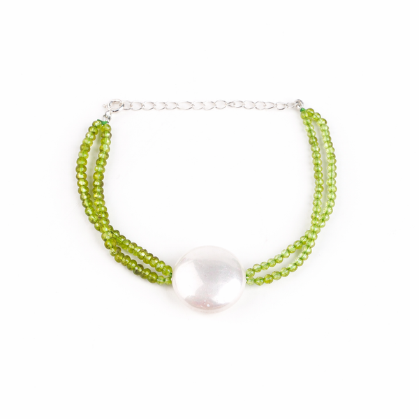 Coin Pearl & Peridot Bracelet