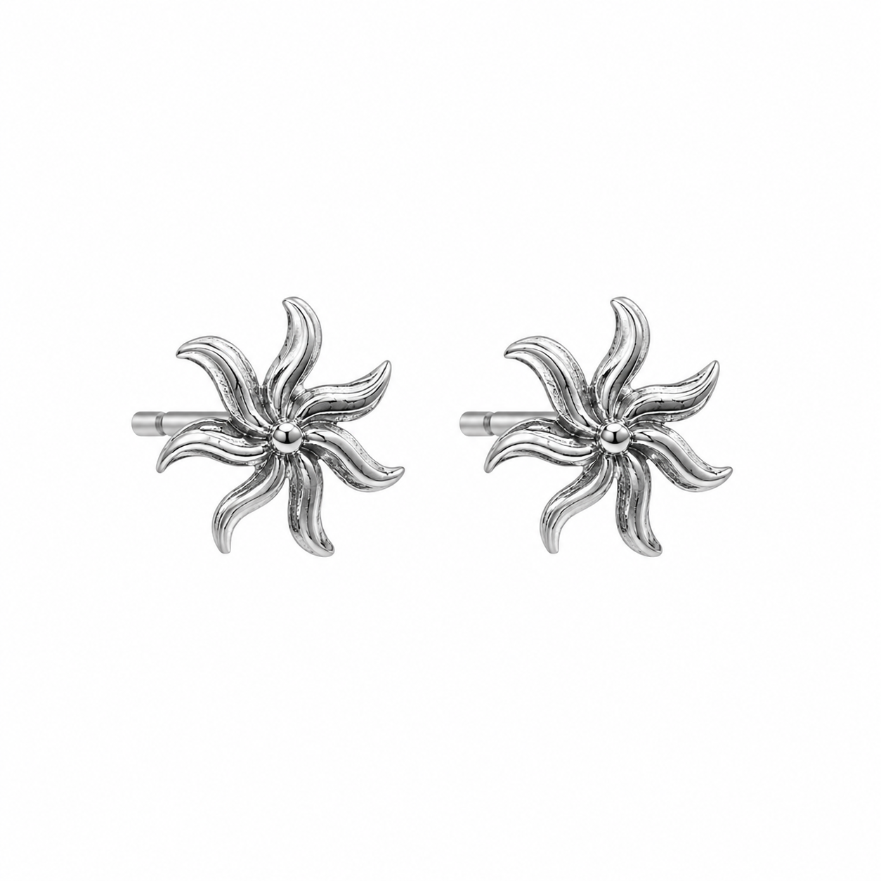 Silver Sun Tiny Earrings