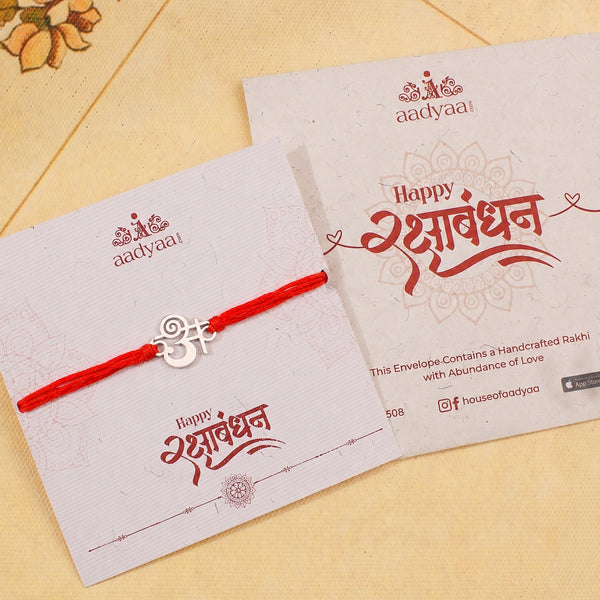 Silver Laser Cut 'अ' Akshar Rakhi in Devnagari