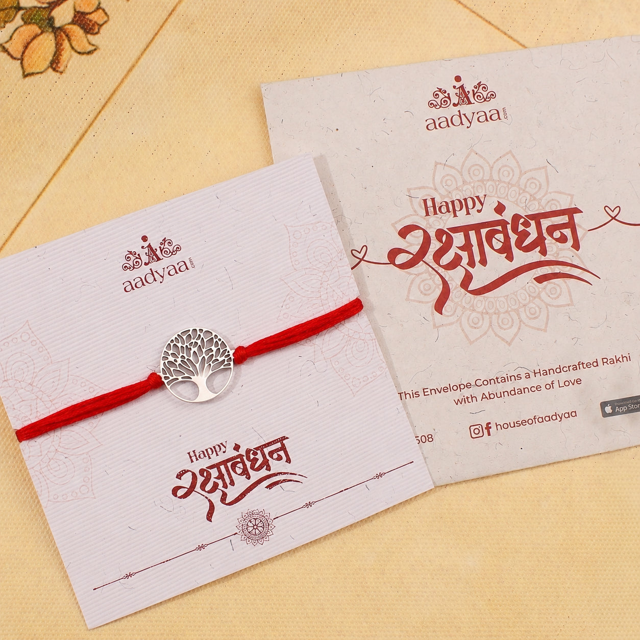 Silver Laser Cut Kalpavriksha Rakhi