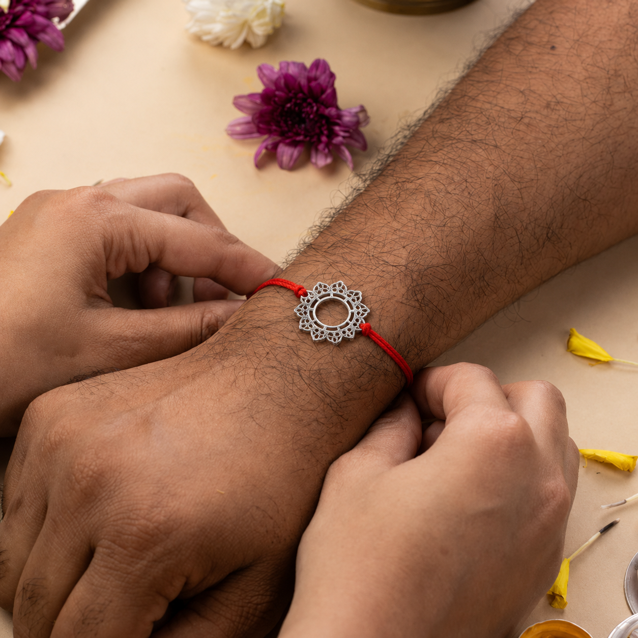 Big Filigree Silver Rakhi