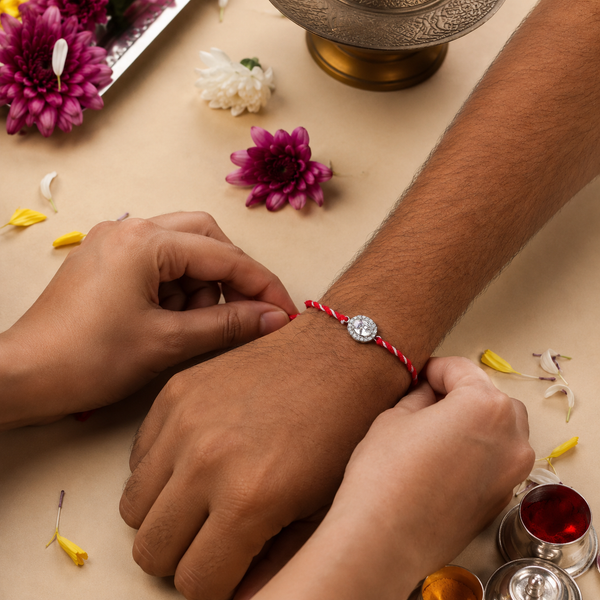 Oval Halo Silver CZ Rakhi