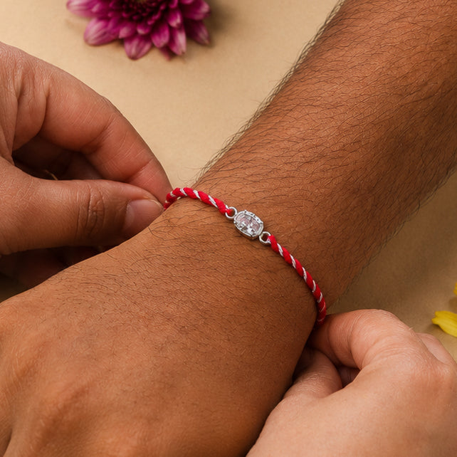 Oval Silver CZ Rakhi