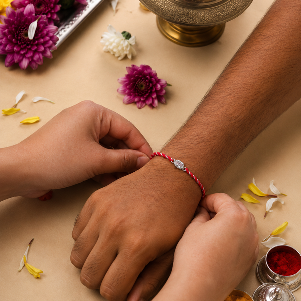 Oval Silver CZ Rakhi
