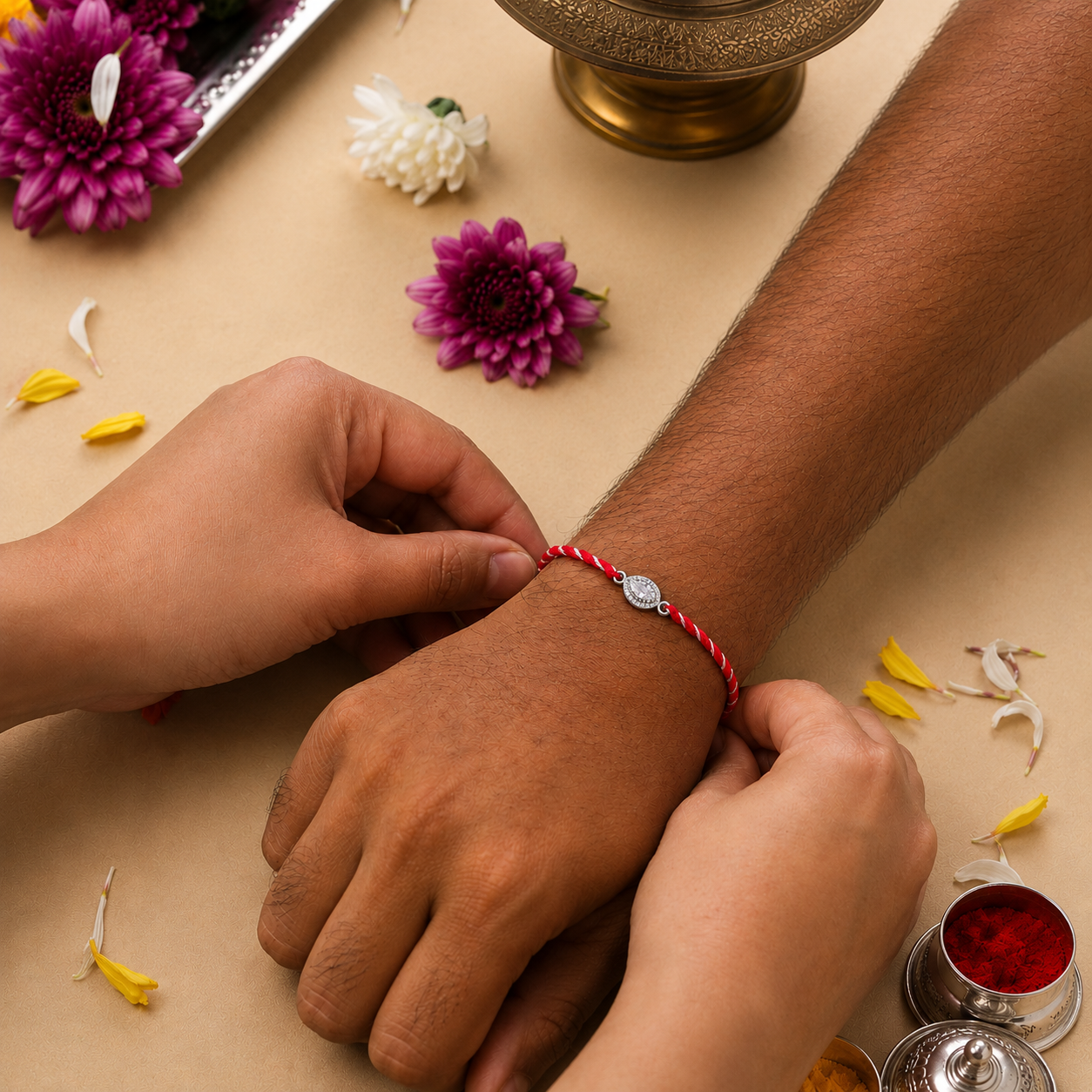 Marquise Halo Silver CZ Rakhi