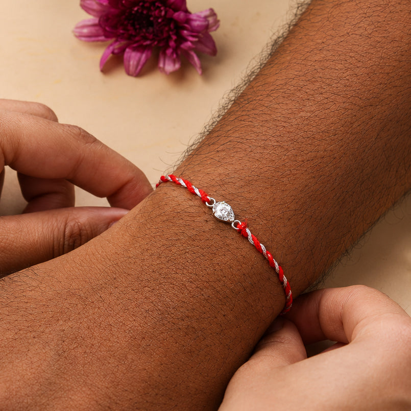Pear Silver CZ Rakhi