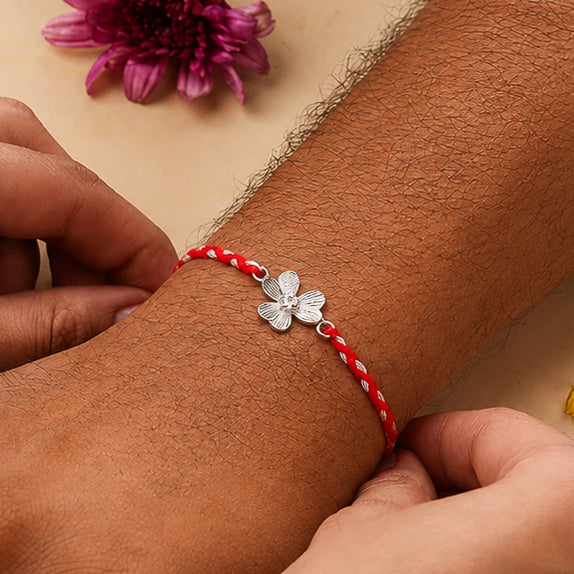 Clove Leaf Silver CZ Rakhi