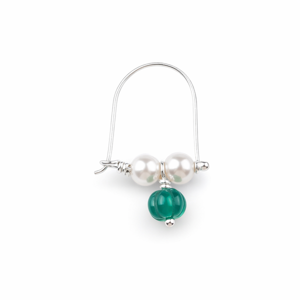 Silver Bhikbali with Green Onyx (Pierced)