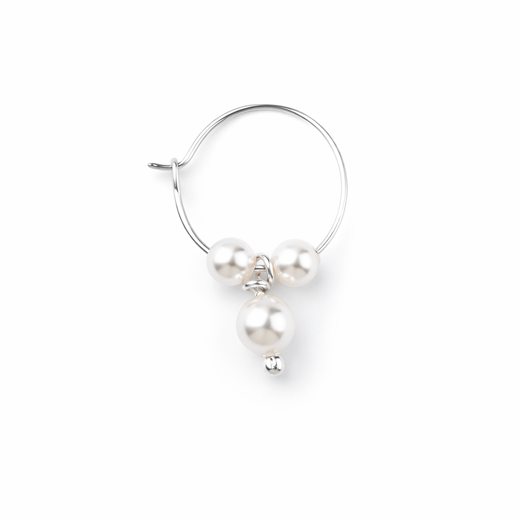Silver pearl Bhikbali earring with dangling pearls