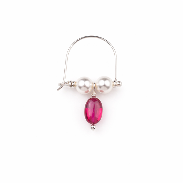 Silver Bhikbali with Ruby (Pierced)