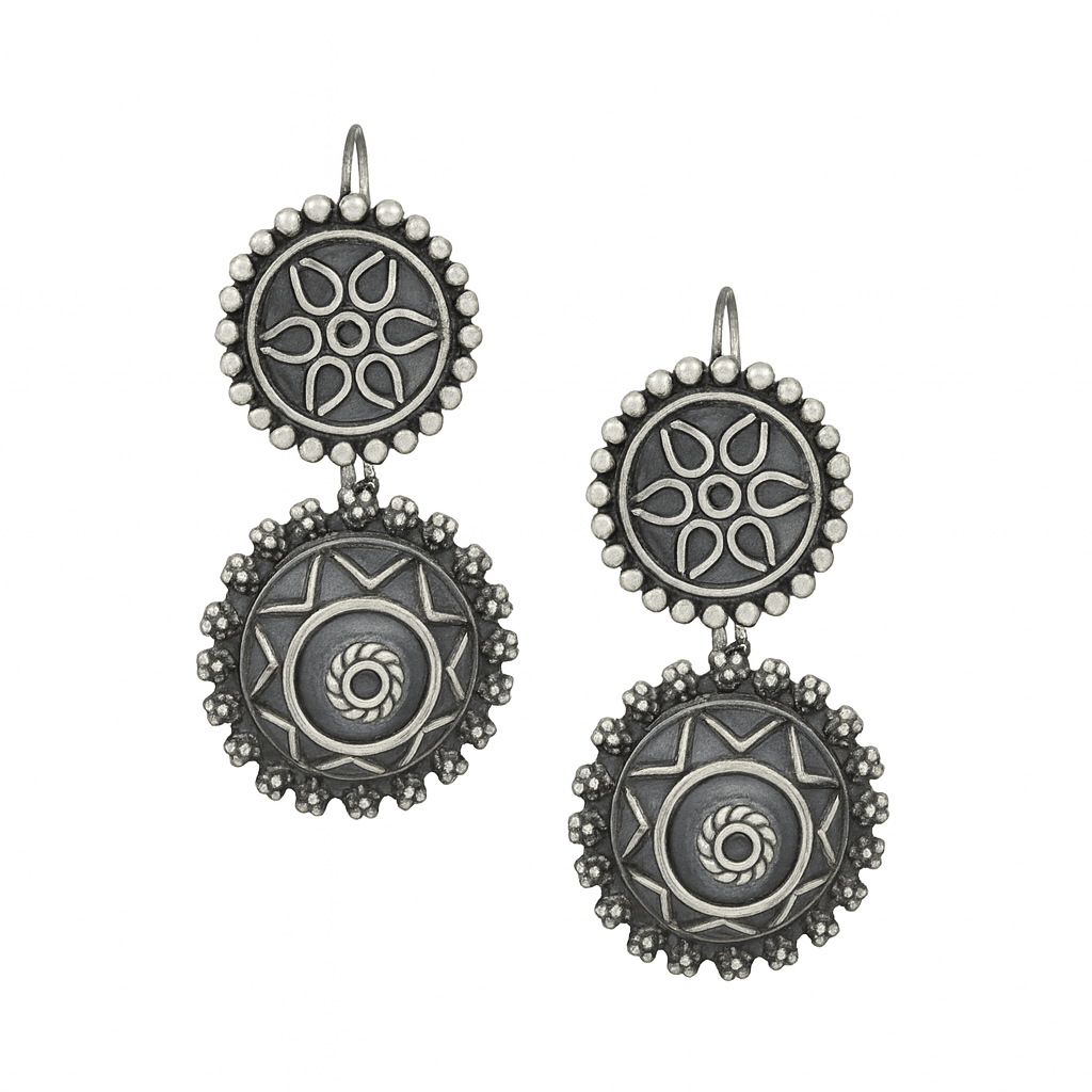 Silver Revival Blossom Radiance Earrings with floral motifs