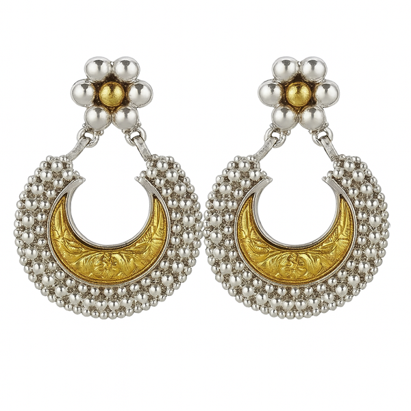 Swarna Rajat : Kudi Chandrakala Chandbali | Silver - 22 K gold plated earring | size : big