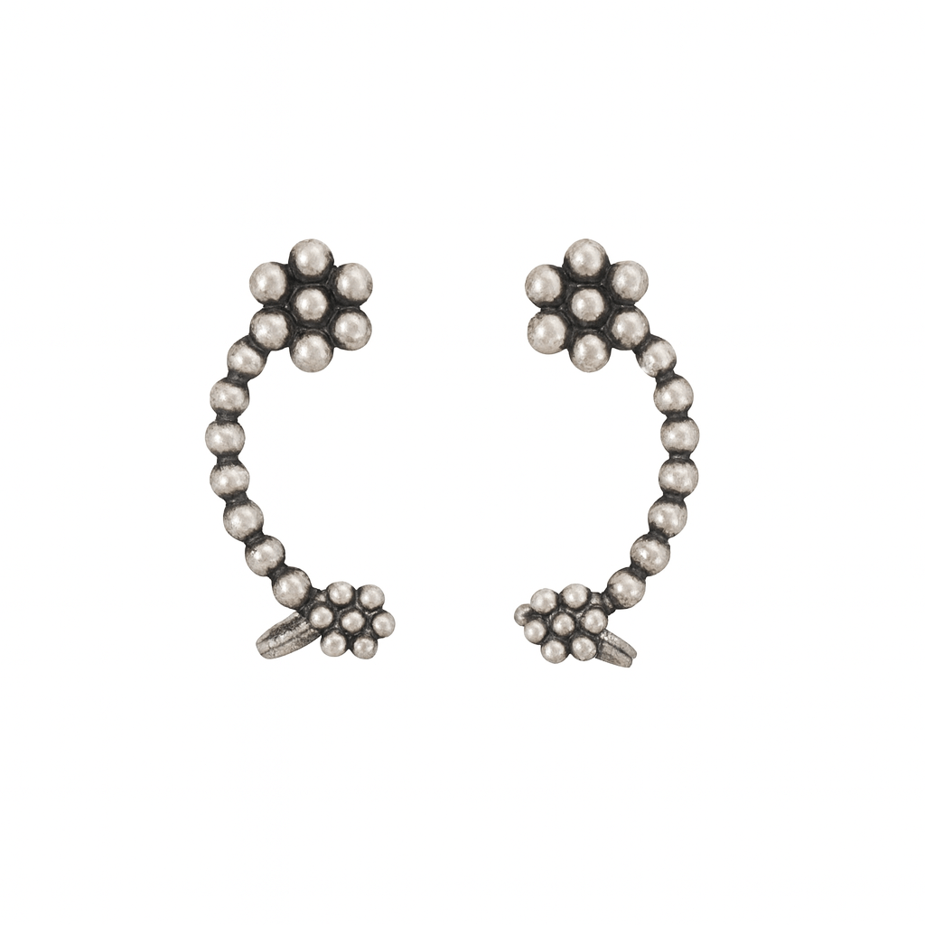 Sterling silver Kudi Earcuffs with traditional motifs