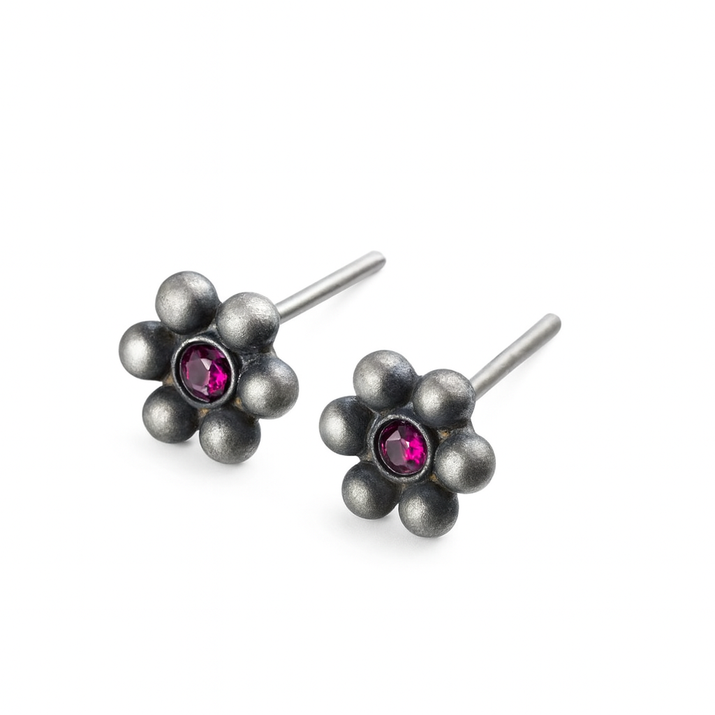 Kudi with pink stone earrings - Small