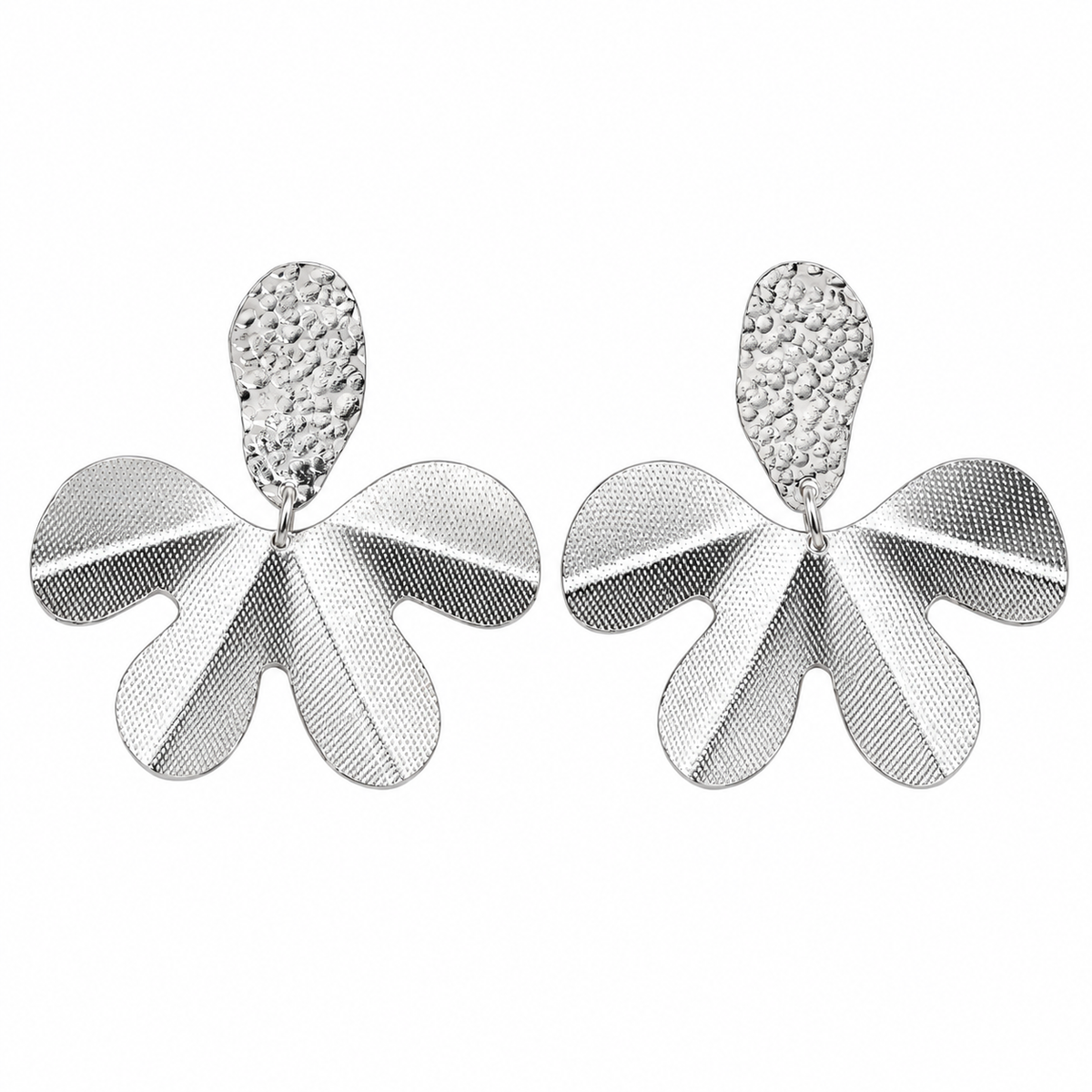 Silver Textured Orchid Earrings