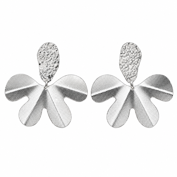 Silver Textured Orchid Earrings