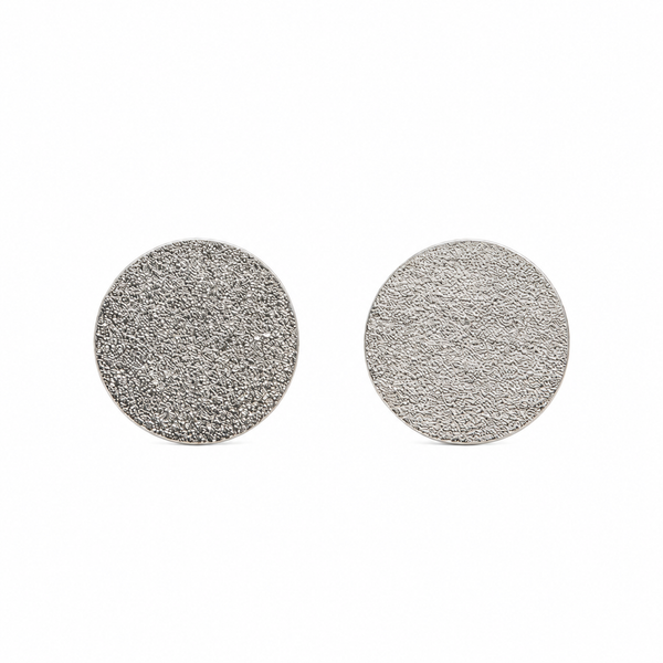 Silver Textured Round Stud Earrings