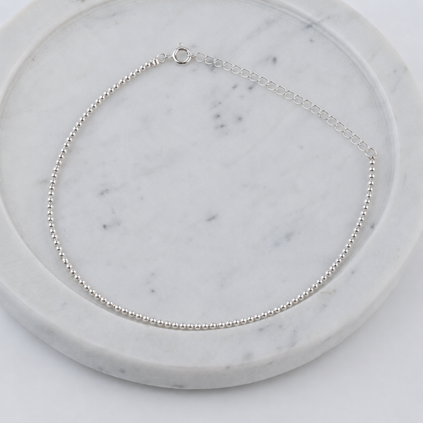 Silver Anklet with 2mm Swarovski Pearl