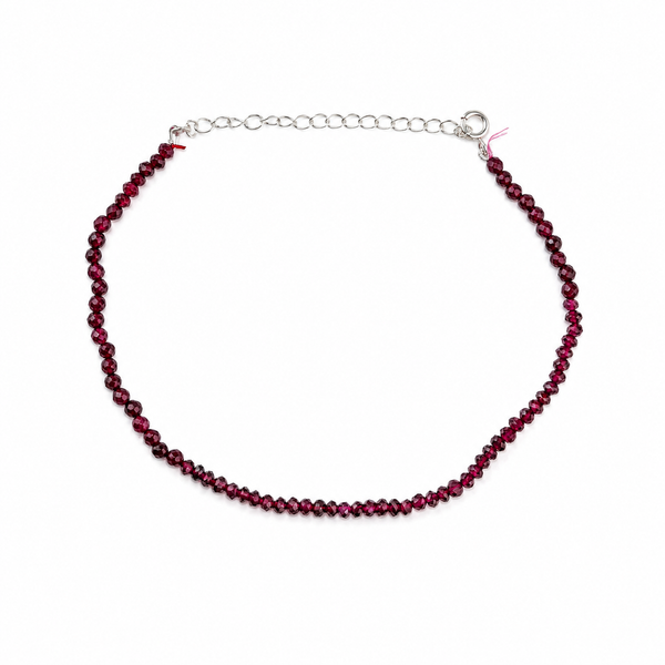 Red Jade & Garnet Silver Anklet (Project Handmade)