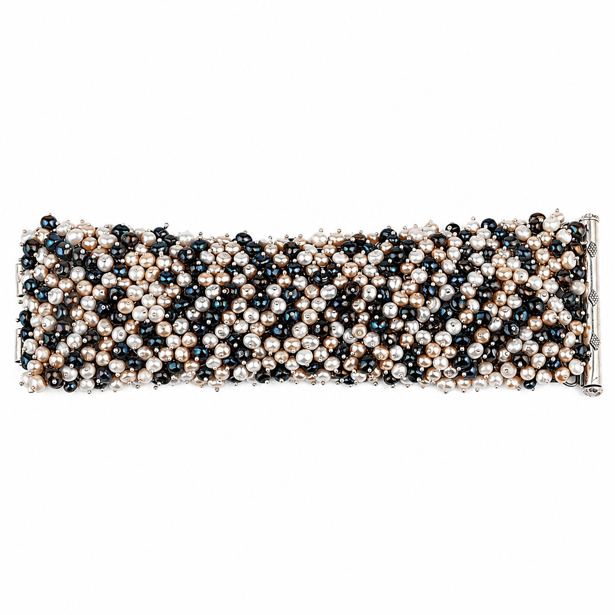 Silver Statement Bracelet with Baroque & Freshwater Pearls