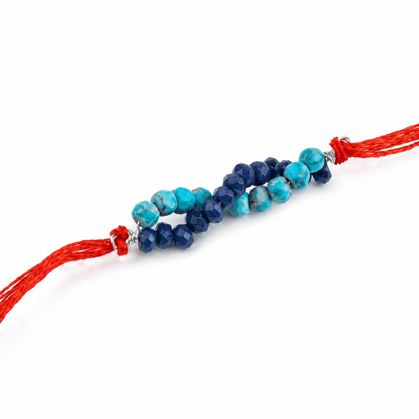 Turquoise & Blue Jade Handmade Silver Rakhi