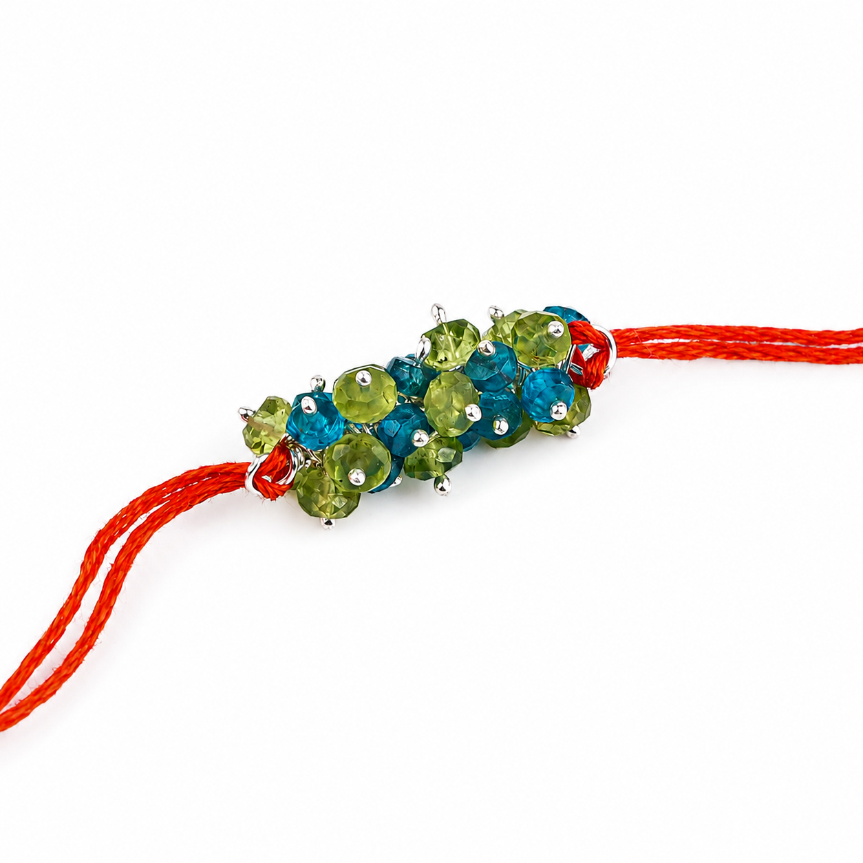 Rhodolite & Peridot Handmade Silver Rakhi