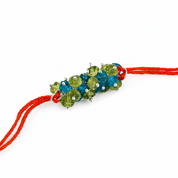 Rhodolite & Peridot Handmade Silver Rakhi