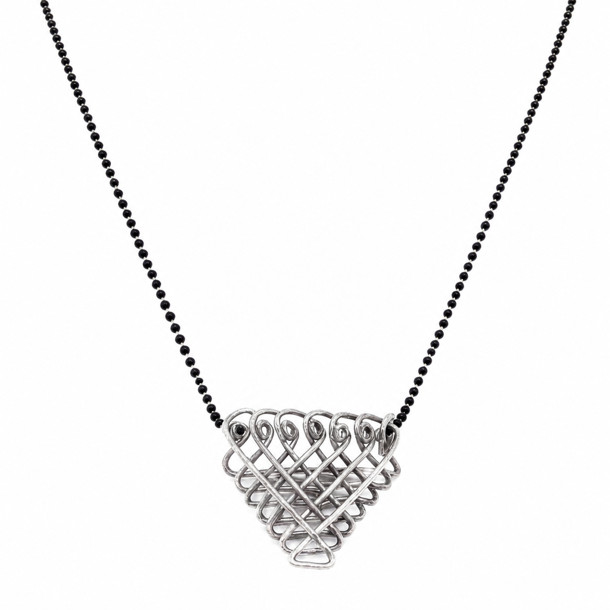 Silver Saraswati Mangalsutra (Medium Motif)