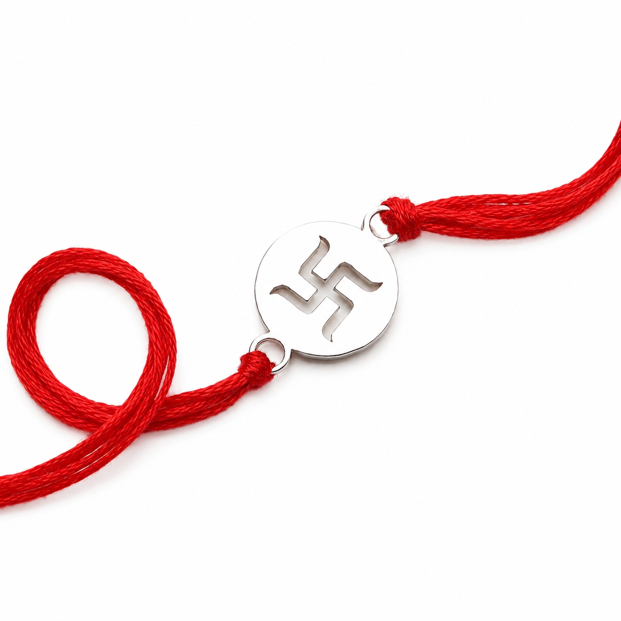 Silver Laser Cut Swastik Rakhi (mini)