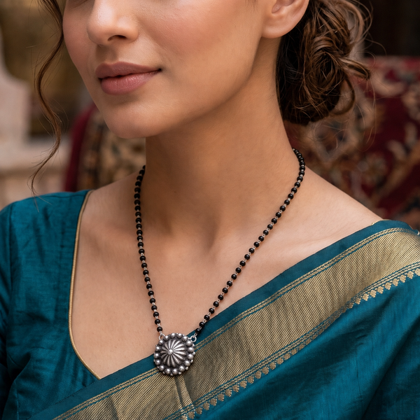 Silver Oxidized Dome Mangalsutra