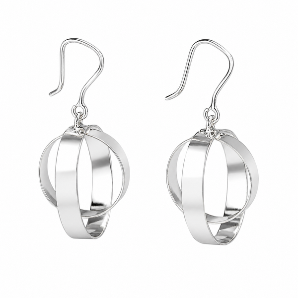 Hula Hoops - Fold Earrings ( Shiny Silver Finish )