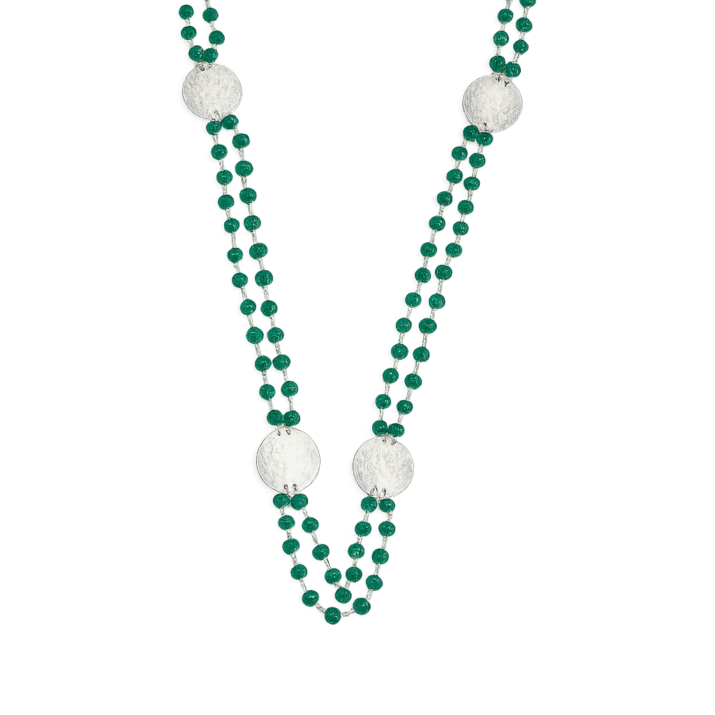Coin Necklace with Green Onyx