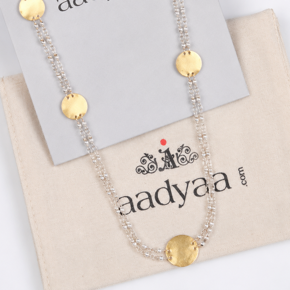 Coin Necklace with Pearl Ganthan | 22K Gold-Plated