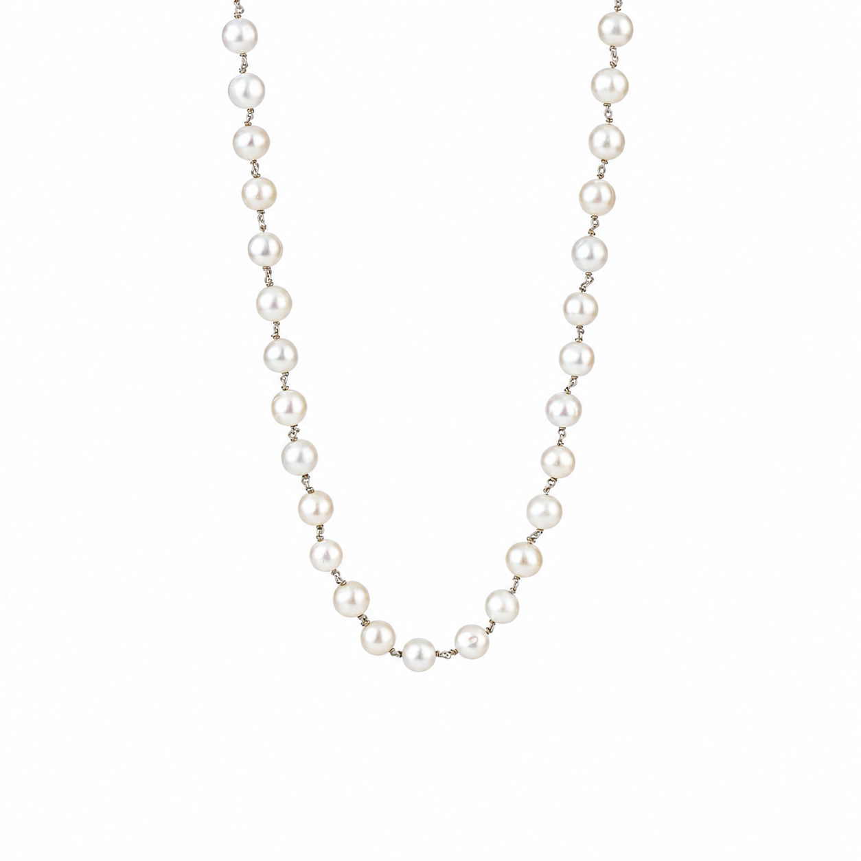 Silver Necklace with Pearls
