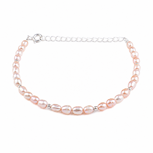 Rice Pearl Silver Bracelet (Project Handmade)