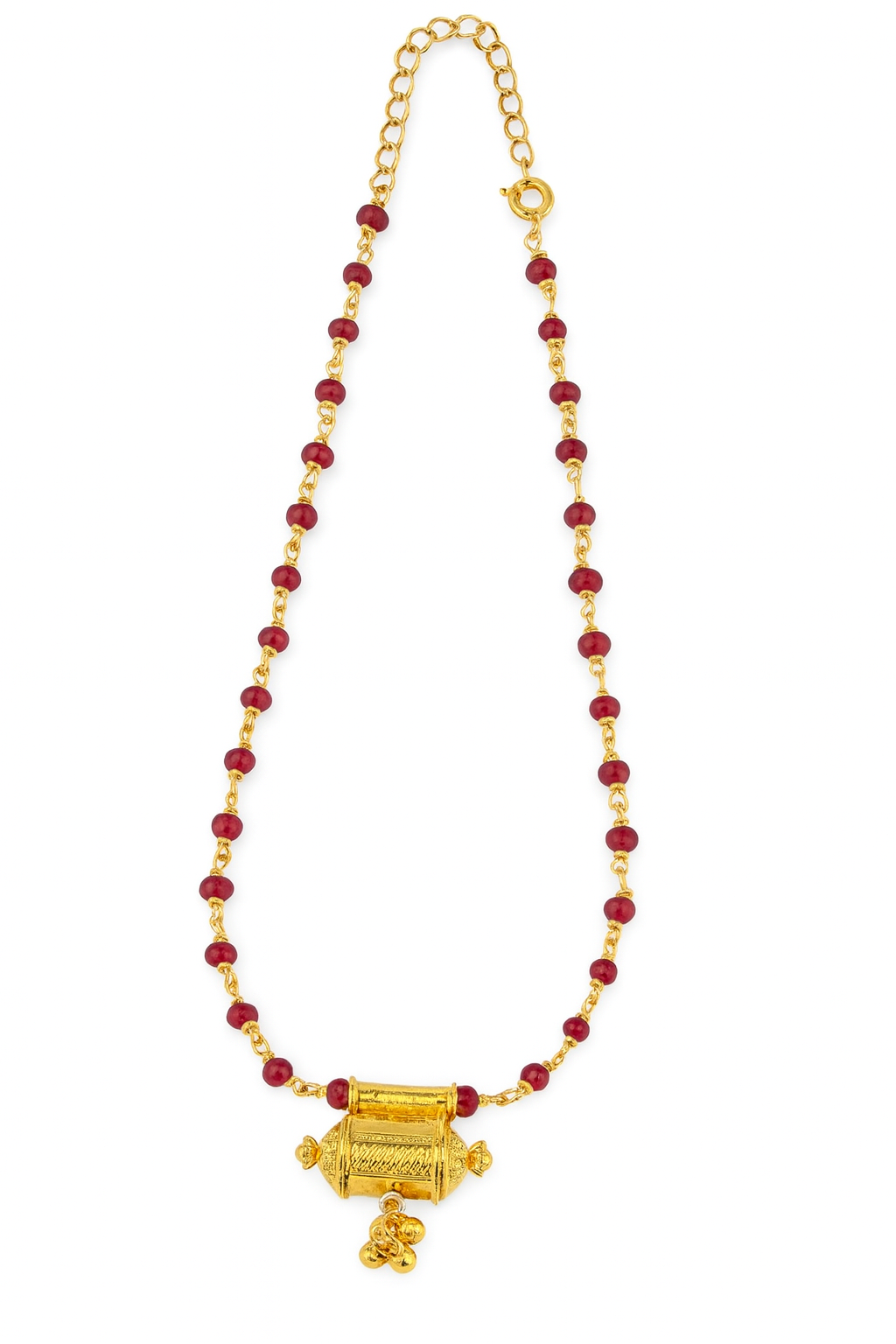 Taveej pendant necklace with ruby gold plated