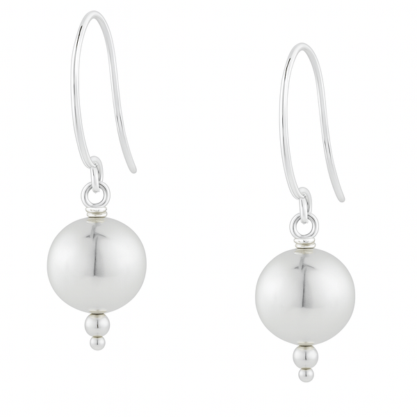 Silver 10mm bead earring in 92.5 sterling silver