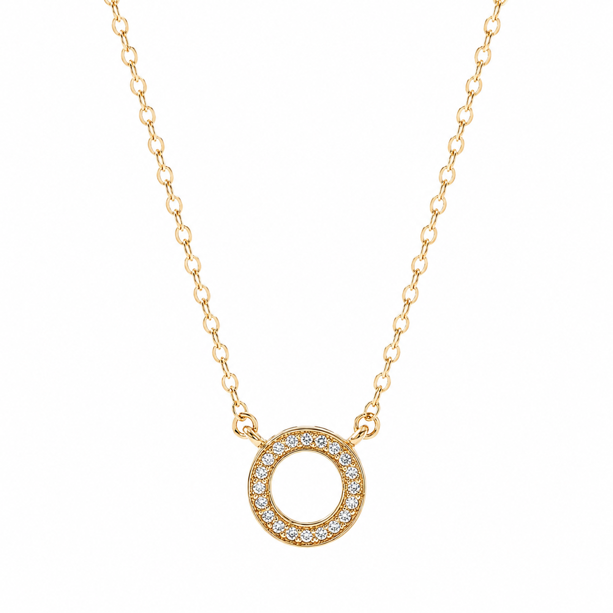 Circle CZ Pendant Necklace | 22K Gold Plated