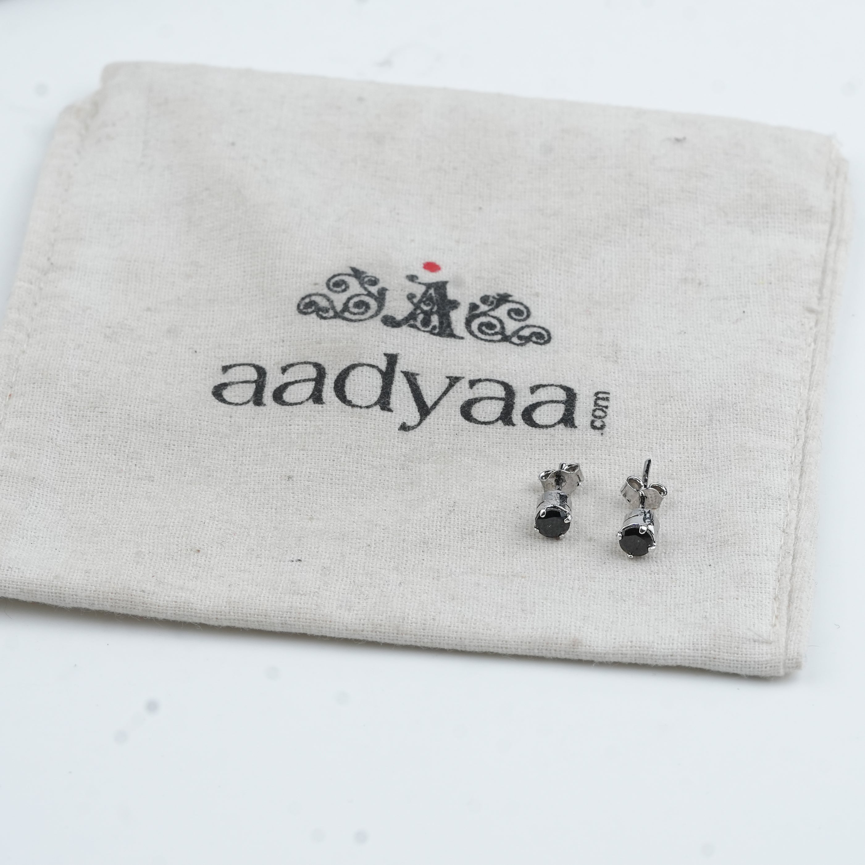 Silver Black Onyx Stud Earrings