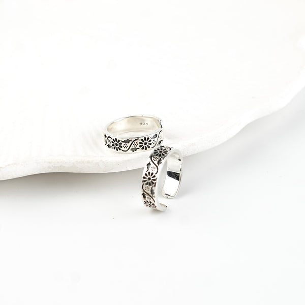 Flower Band Silver Toe Ring