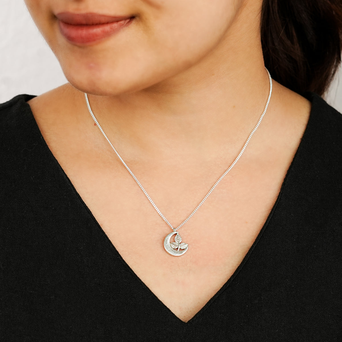 Silver Moon And Belpaan Pendant Necklace