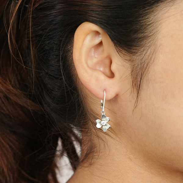 Silver CZ Flower Earrings