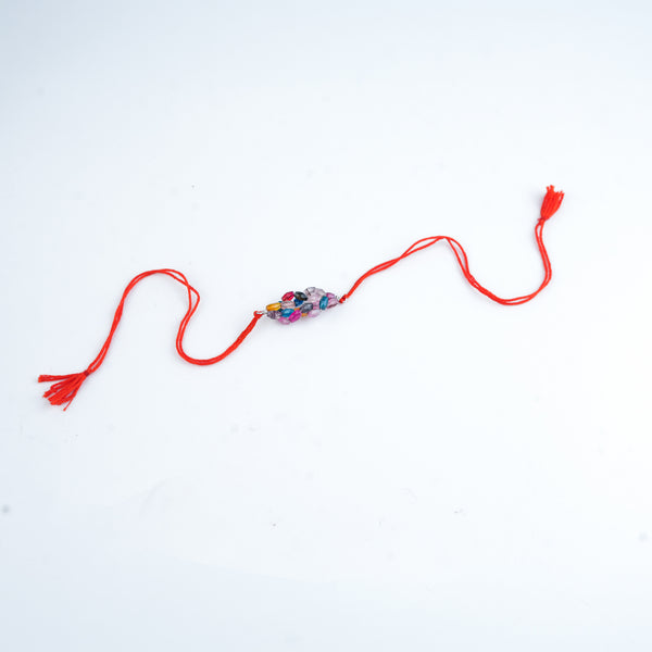 Multicolour Agate Handmade Silver Rakhi